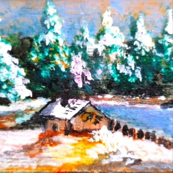 Vintage Hand-made and Hand-painted Wooden Christmas Jewelry/Trinket Box - Picture 9 of 9